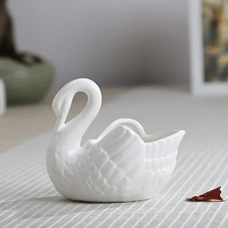 بجعة السيراميك الحلي الديكور صندوق تخزين مكتبي Tealight الشموع حامل اناء للزهور ديكور المنزل المفروشات