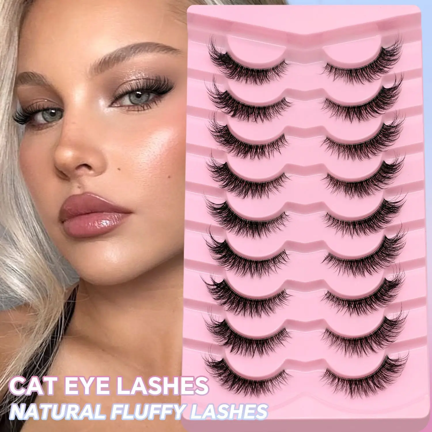 

9Pairs Cat Eye Lashes Fake Eyelashes Natural long Manga Lashes Winged End Eye Elongated Eyelashes Fake Lashes Makeup
