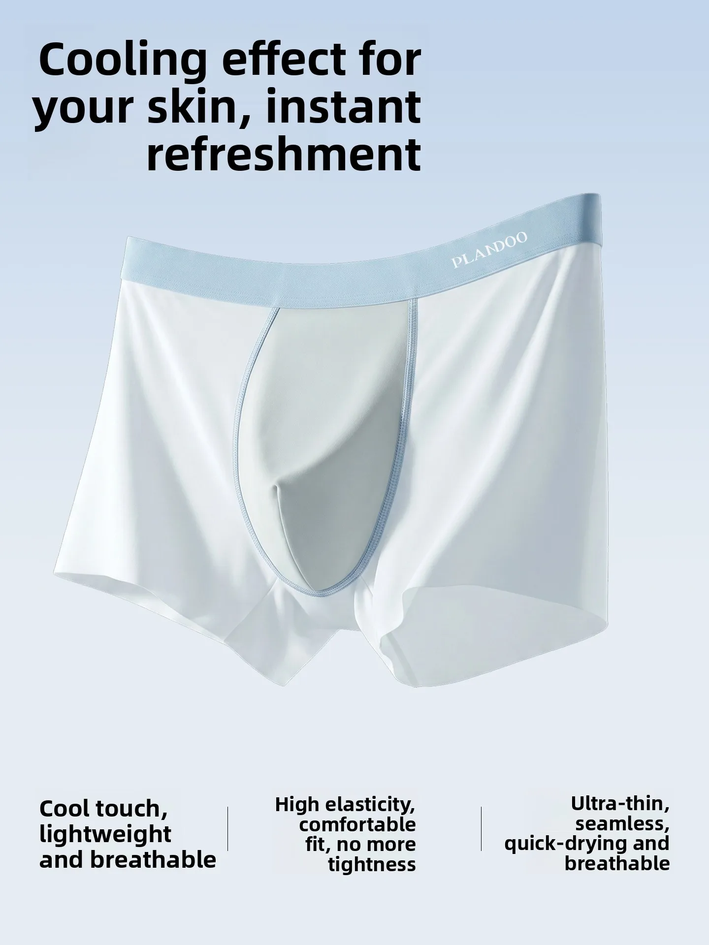 Plandoo Ice Silk Men's Underwear Breathable Thin Four Corner Briefs Summer Collection Comfortable High Elasticity Antibacterial