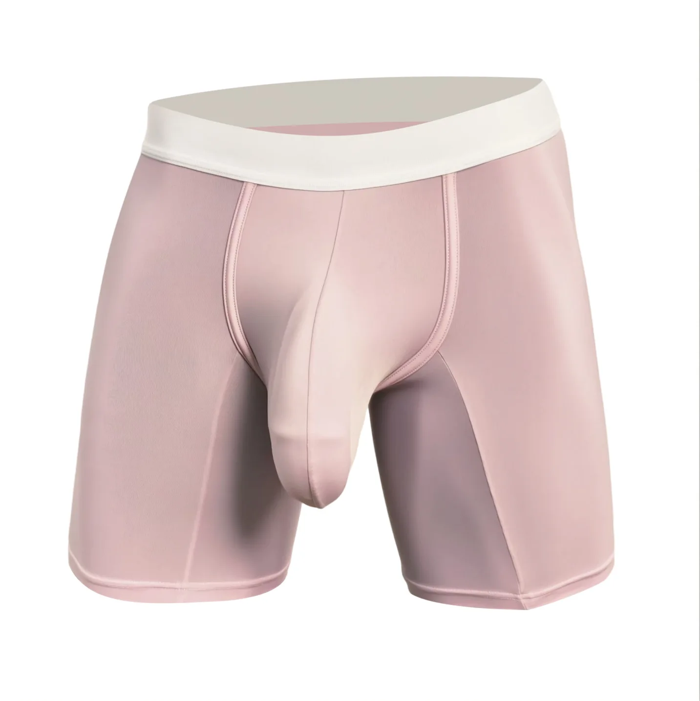 Mens Ultra Ice Silk Boxer Briefs Max Support Pouch Breathable Cool Long Sport Underwear Anti Friction Chafe Free Gym Trunks