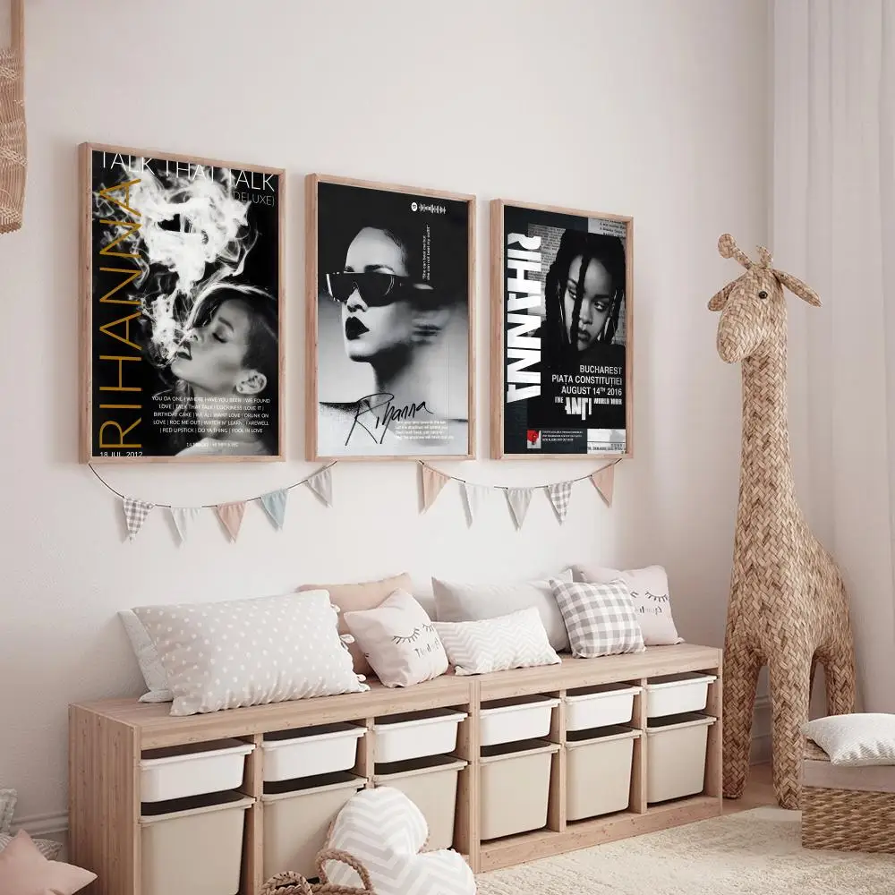 R-ريهانا المغني اللوحة الخط HD قماش المشارك غرفة المعيشة غرفة نوم بار الديكور الجمالي #3