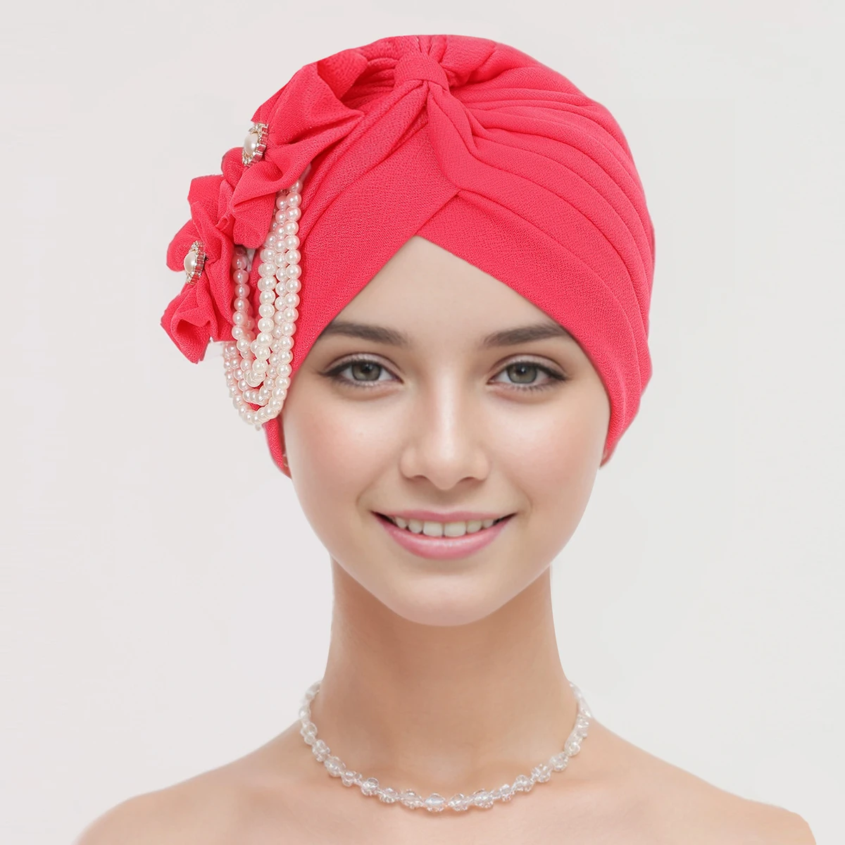 Perlen Perlen Turban Kappe für Frauen Blume Design weiblichen Kopf wickelt muslimischen Kopftuch Motorhaube Haarausfall Hut Abdeckung – Detail 18