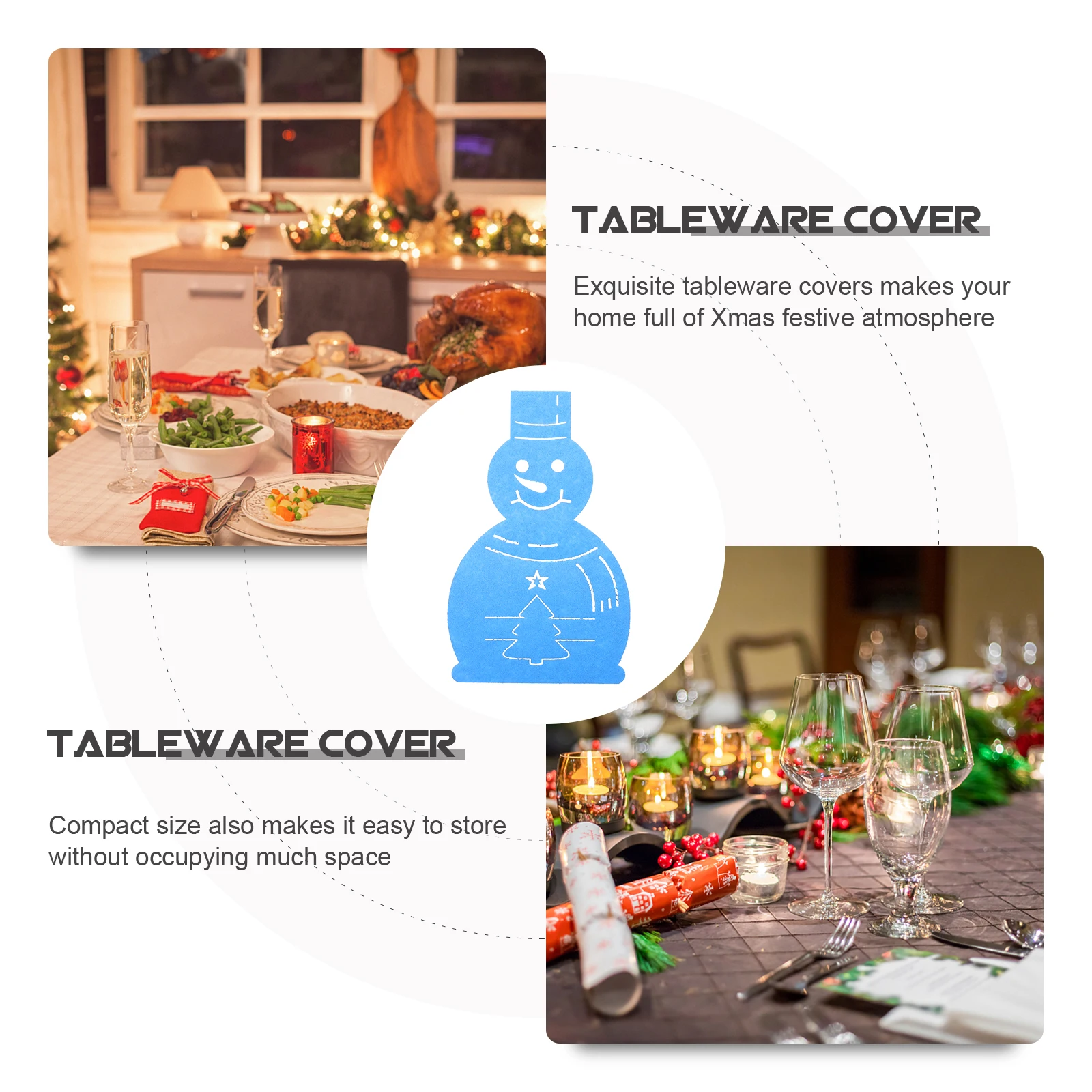 

4 Pcs Snowman Utensil Holder Cutlery Bags Storage Tableware Felt Serving Utensils