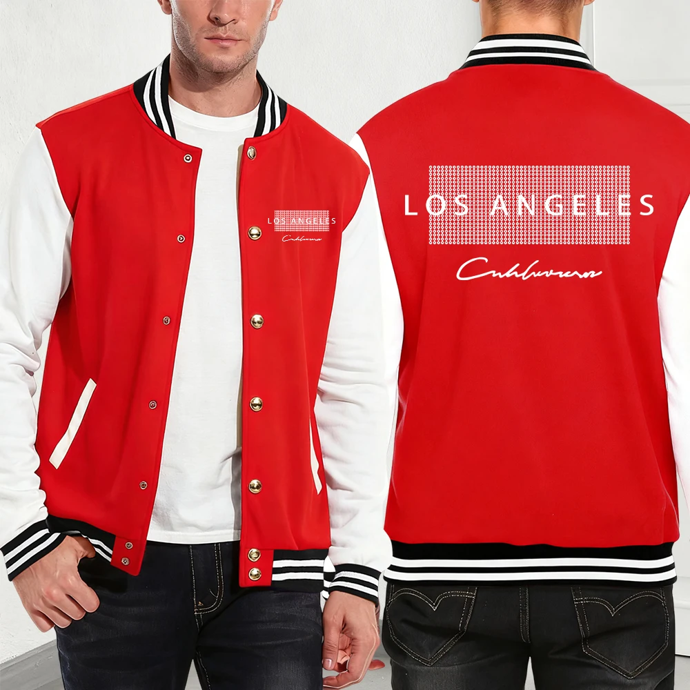 

Лос-Анджелес стильный хлопковый бейсбольный трикотаж с принтом, мужские осенне-зимние термопальто, повседневные куртки с карманами, модная мужская уличная одежда