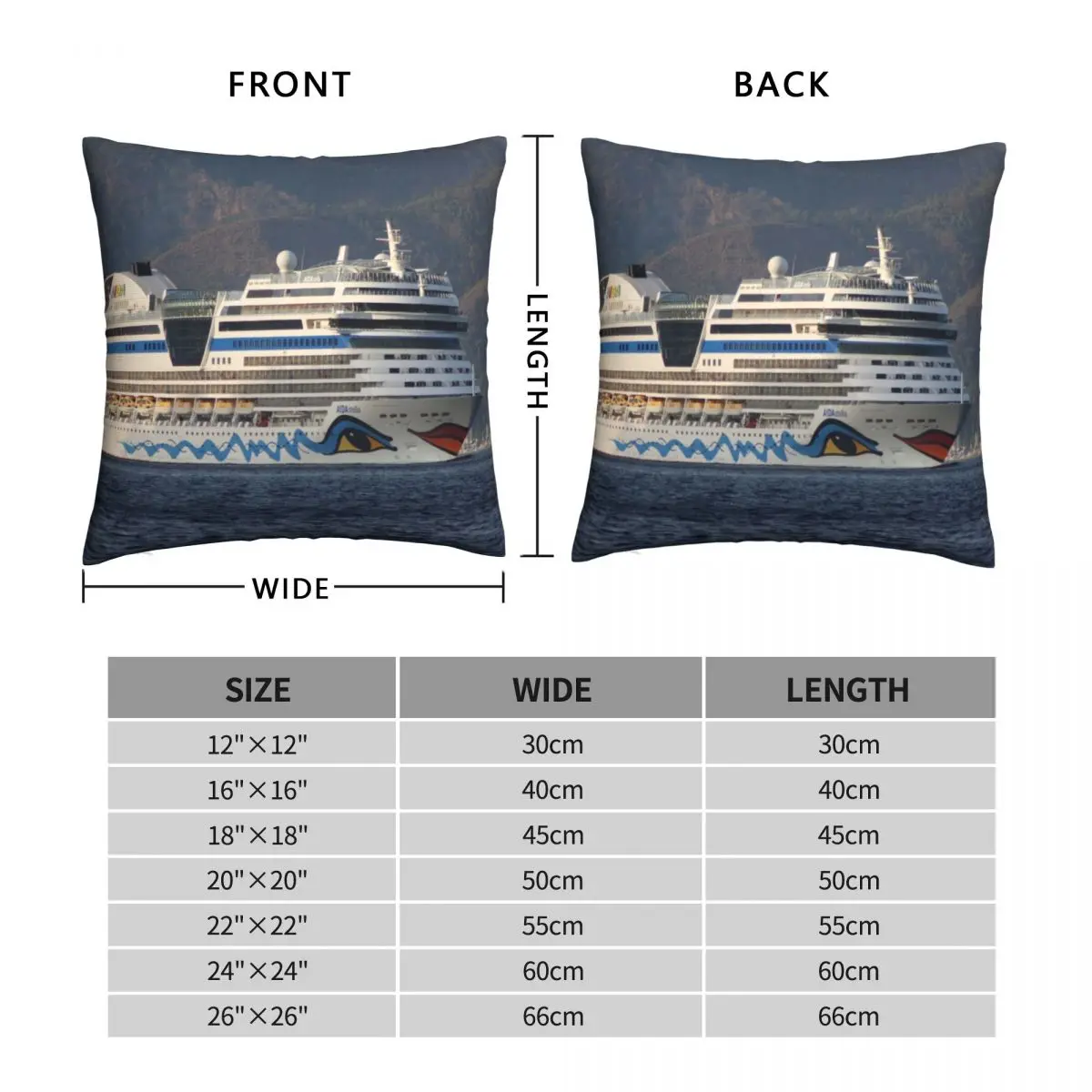 Aida Stella Cruise Ship Square Pillowcase Polyester Linen Velvet Printed Zip Decor Car Cushion Cover