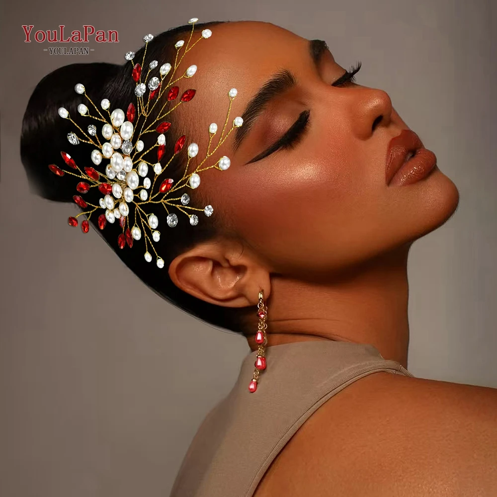 

YouLaPan Bridal Hair Comb Fashion Headwear Rhinestone Pearl Headpiece Wedding Hair Accessories Bridesmaid Bride Headdress HP851