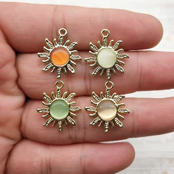 10pcs Sun Charms for Jewelry Making Enamel Necklace Keychain Phone Pendant Diy Accessories Alloy Metal Gold Plated