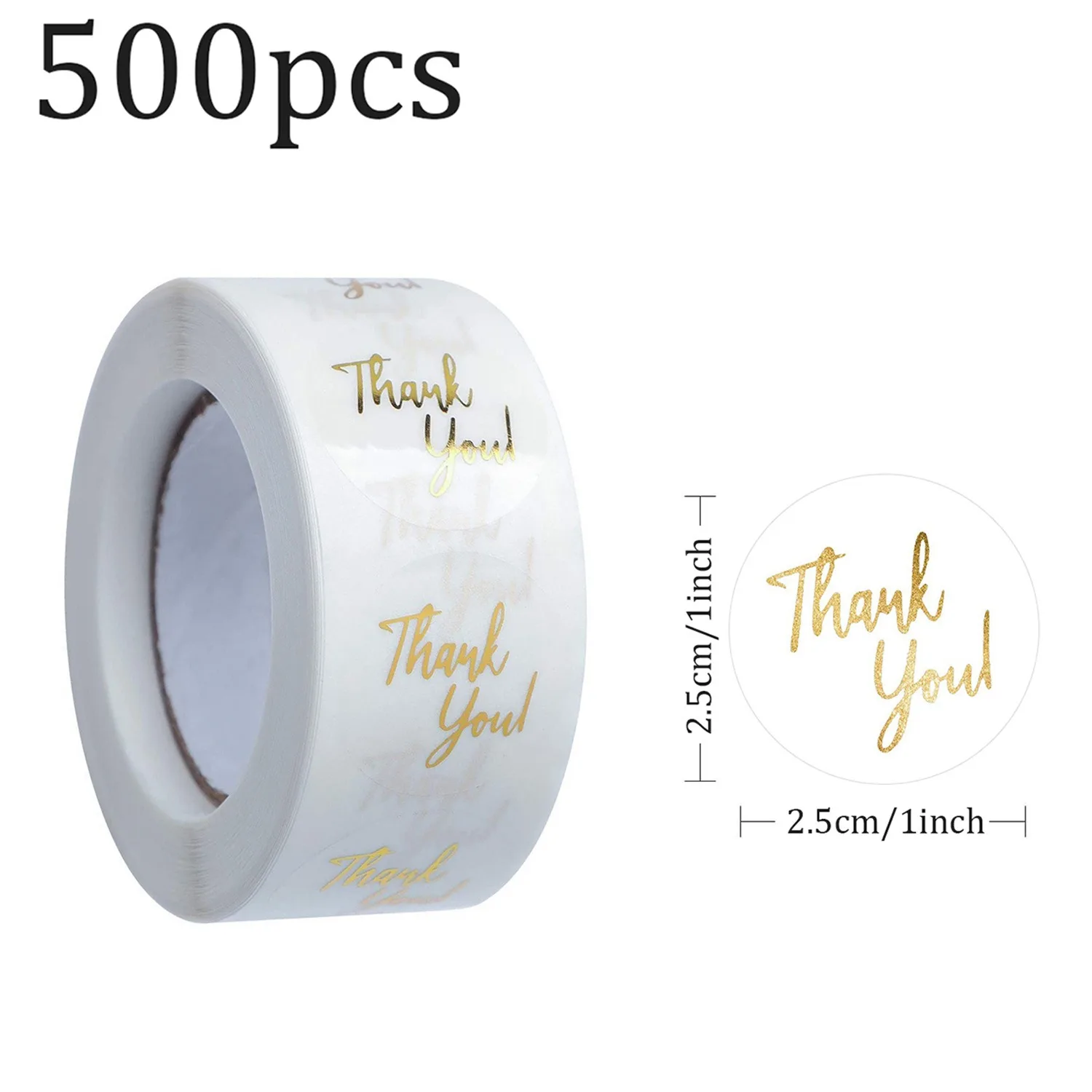 500 Pcs Gold Foil 'Thank You' Stickers for Small Business Gift Seal Shipping Labels Envelope Decoration
