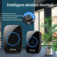 Smart Door Bell, Wireless, 60 Chime, 110DB, 300M, Waterproof, Remote, EU Plug, Battery, 2 Button 1 Receiver