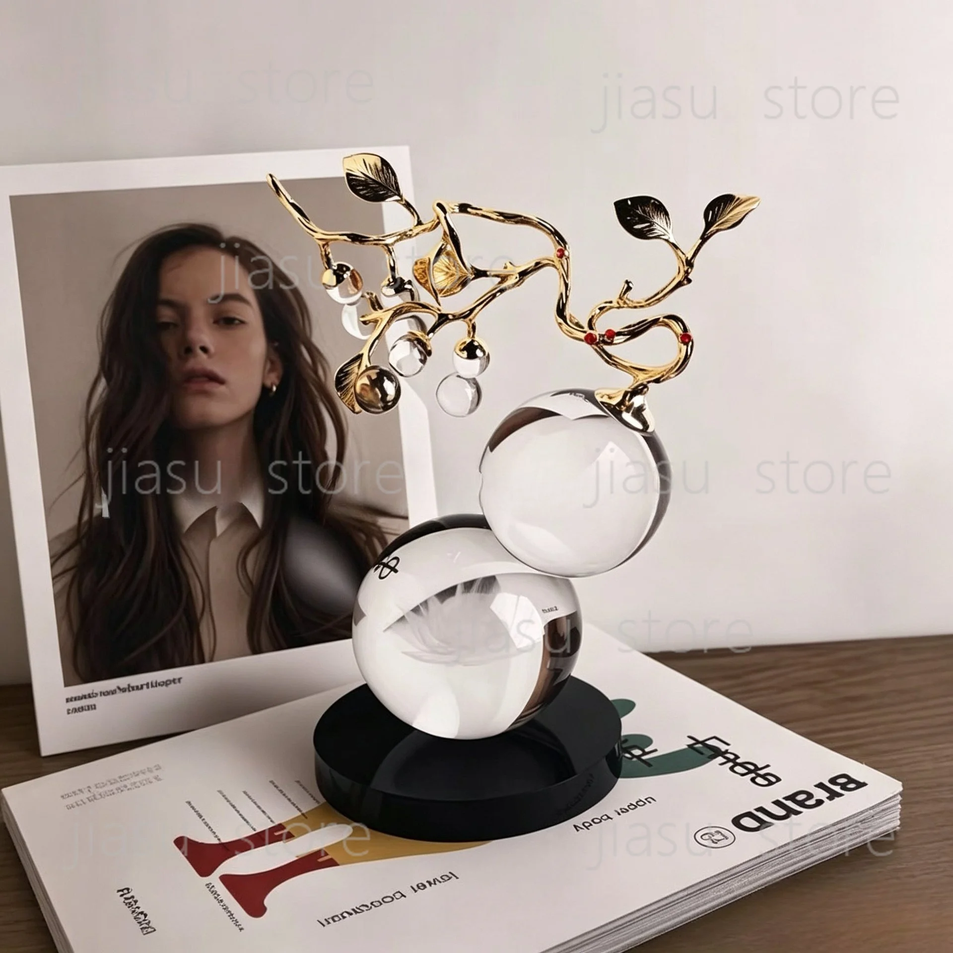 Five‑Blessing Crystal Gourd Ornament Home Decoration Statue for Entrance Wine Cabinet Housewarming New Home Gift