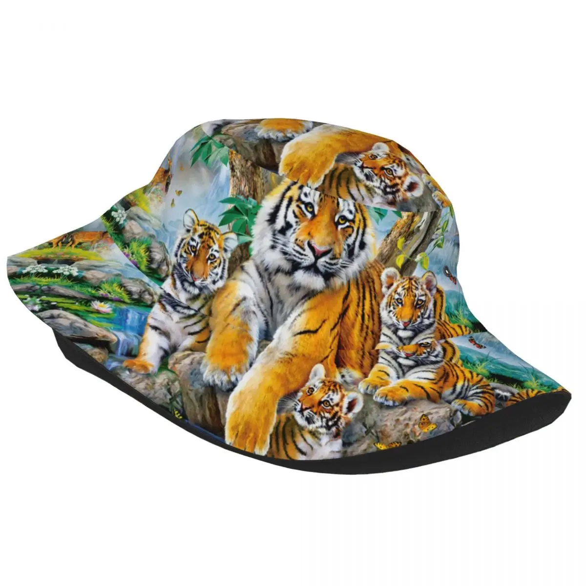 Bucket Hat Fisherman Cap For Women Men Gorras Summer Tiger Family