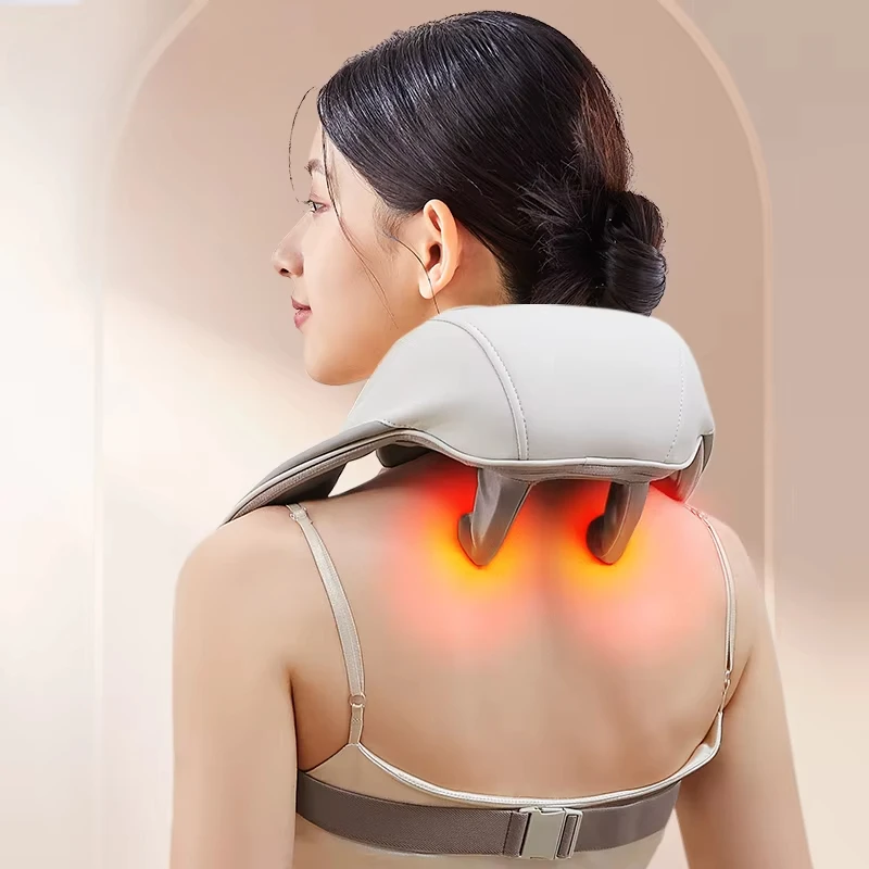 

Portable Travel Shiatsu Massager ElectricHeat Back Neck Shoulder Trapezius Relief with Waist & Leg Application relax painrelief