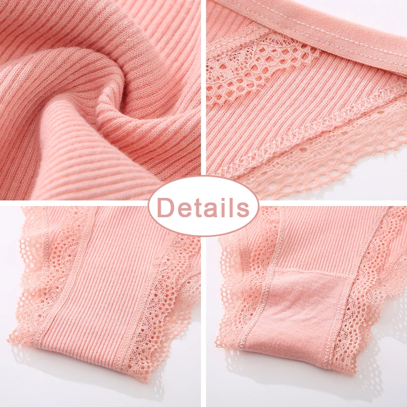 Women Cotton Panties Sexy Lace Briefs Low Rise Hollow Out Underwear Ladies Solid Color Intimates Girls Breathable Lingerie 2022