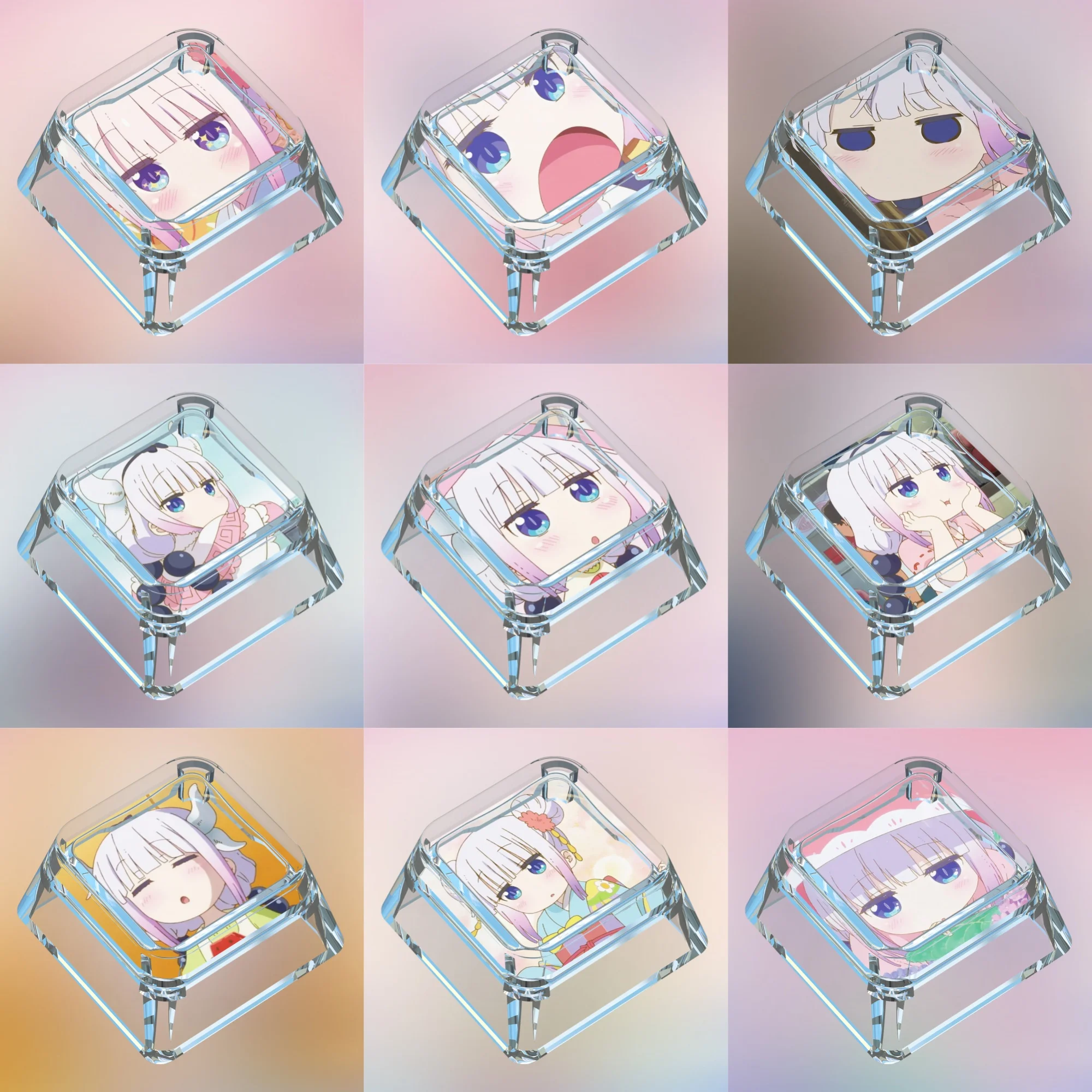 

Diy Dragon Maid Kanna Kamui Cute Mechanical Keyboard Keycaps Cross-Axis Mechanical Keyboard Pc Personalized Keycaps Gift Toys