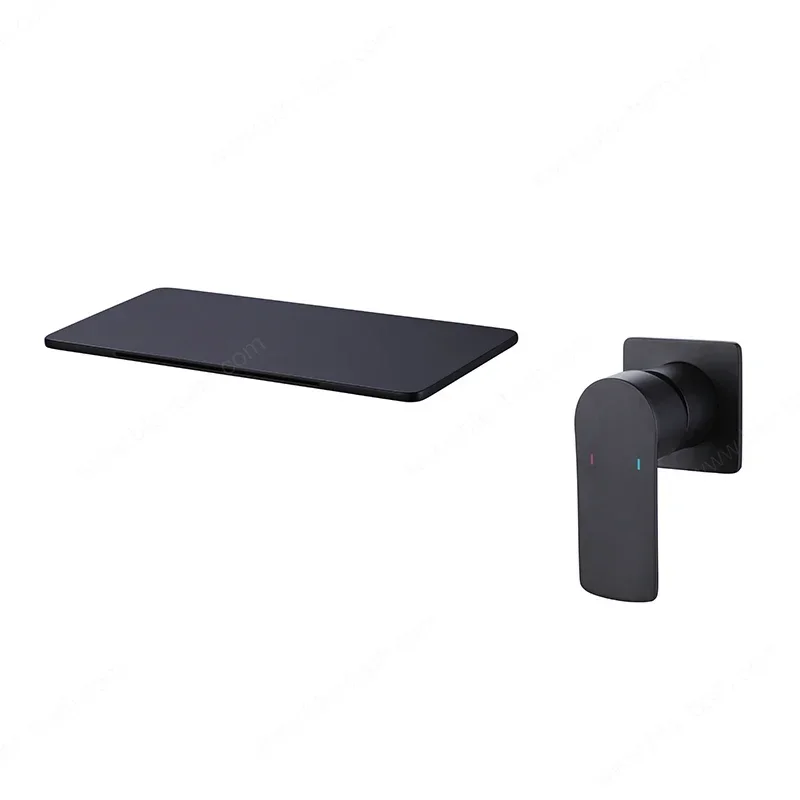 Sanitary matte black in wall mounted brass faucet water tap mixers hot and cold mixer  basin