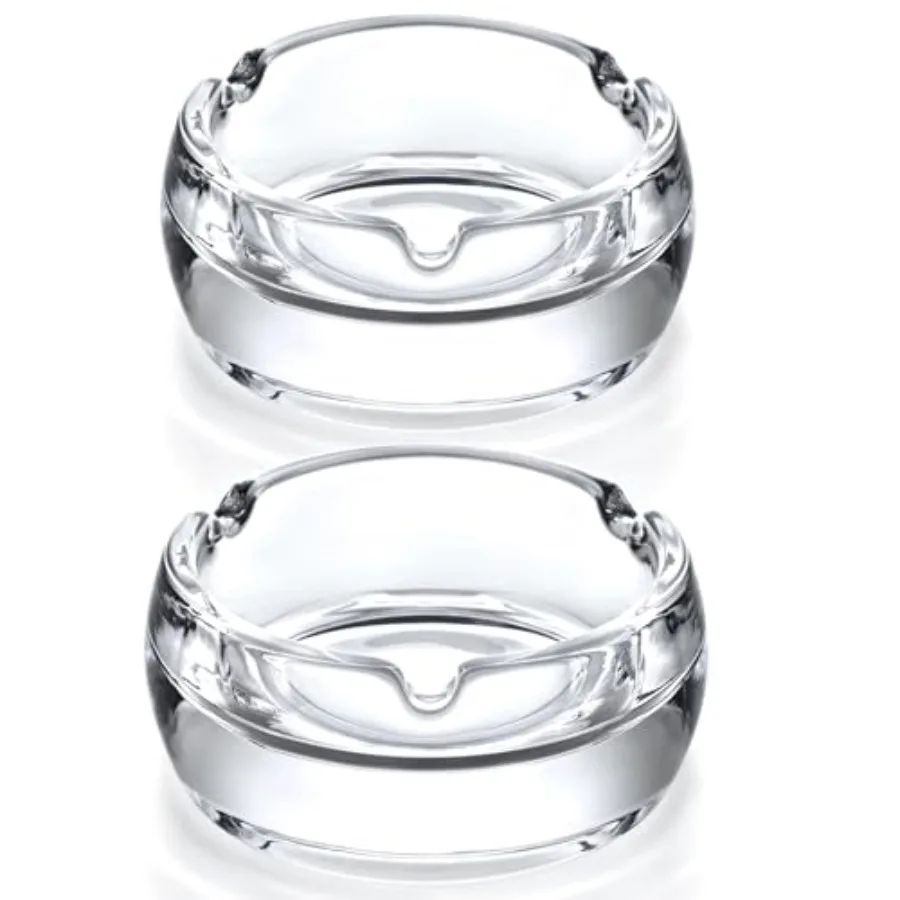 

Ashtrays, 2 Pack Glass Ashtray for Cigar Cigarettes, Clear Round Ash trays for Home Office Indoor Outdoor Patio Use