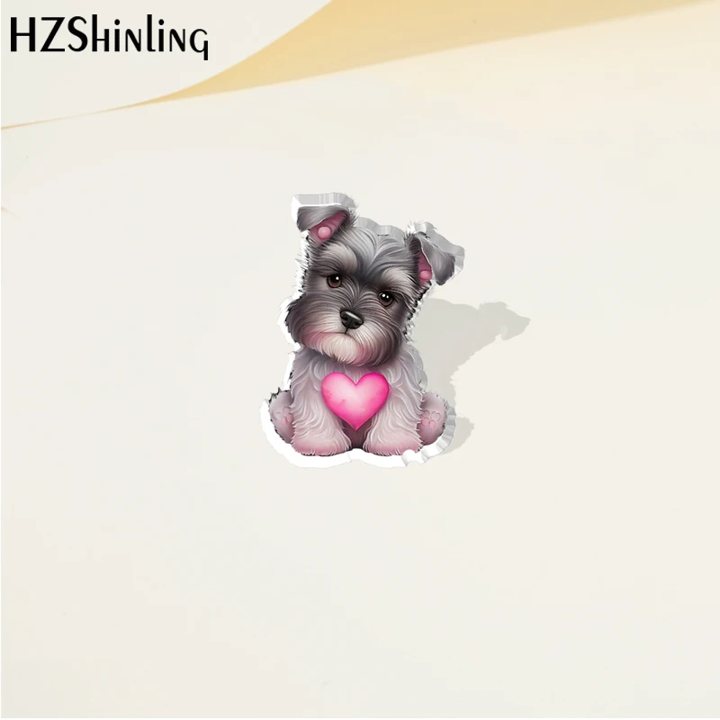 2023 Cartoon Cute Miniature Schnauzer Dog Acrylic Lapel Pin Resin Epoxy Acrylic Pins Fashion Jewelry Accessories