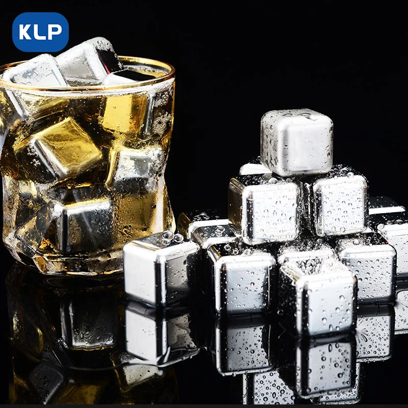 KLP Stainless steel ice cubes, reusable whiskey rocks for cooling drinks, wine, beer and other beverages