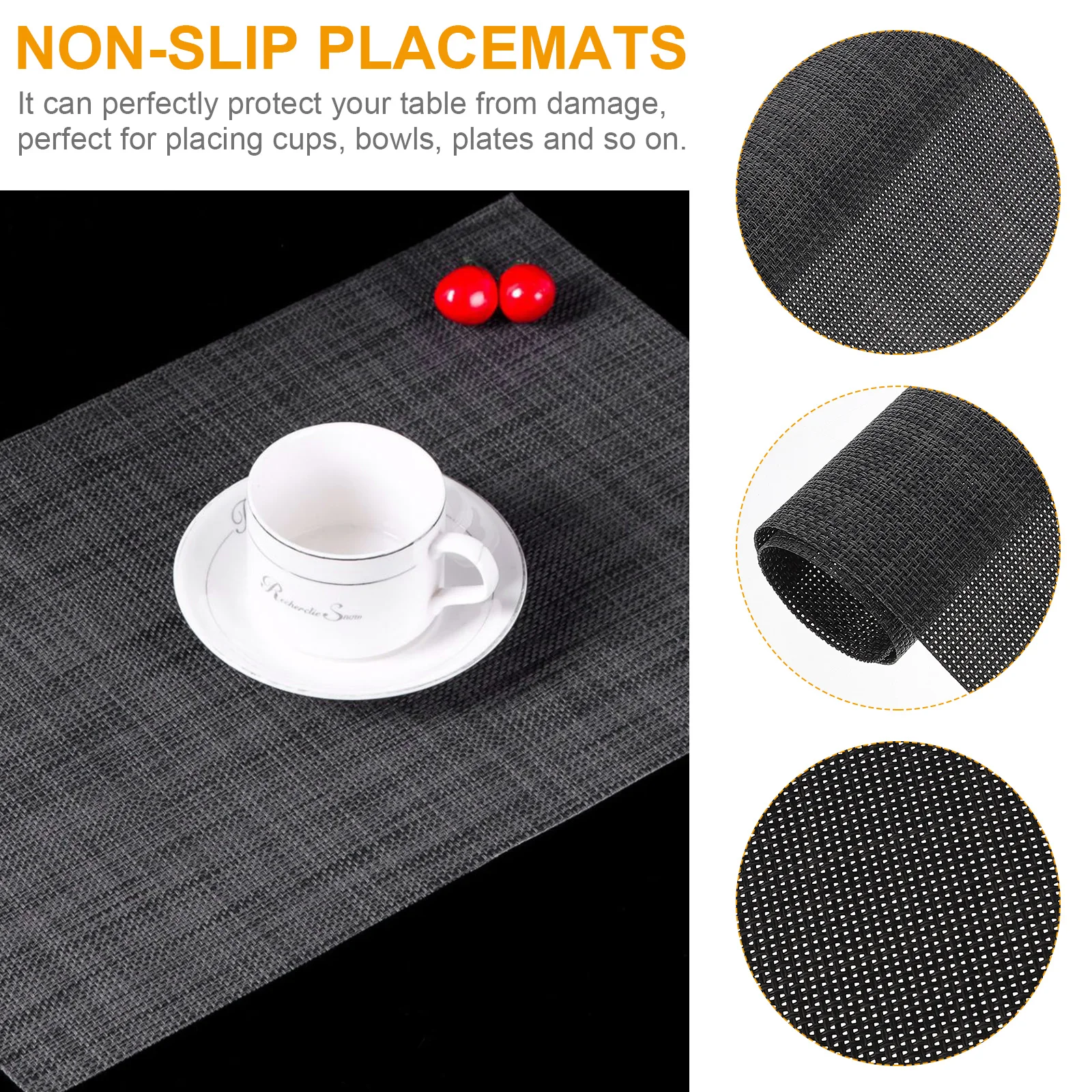 

6pcs PVC Table Mats Heat Resistant Placemats Dining Safe Non Slip Kitchen Lattice Protect Tableware Home Textiles