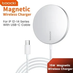 Toocki 15W Strong Magnetic Super Charge Wireless Charger For Iphone 16 15 14 QI Fast Type C Cable  For iPad Phone Charger