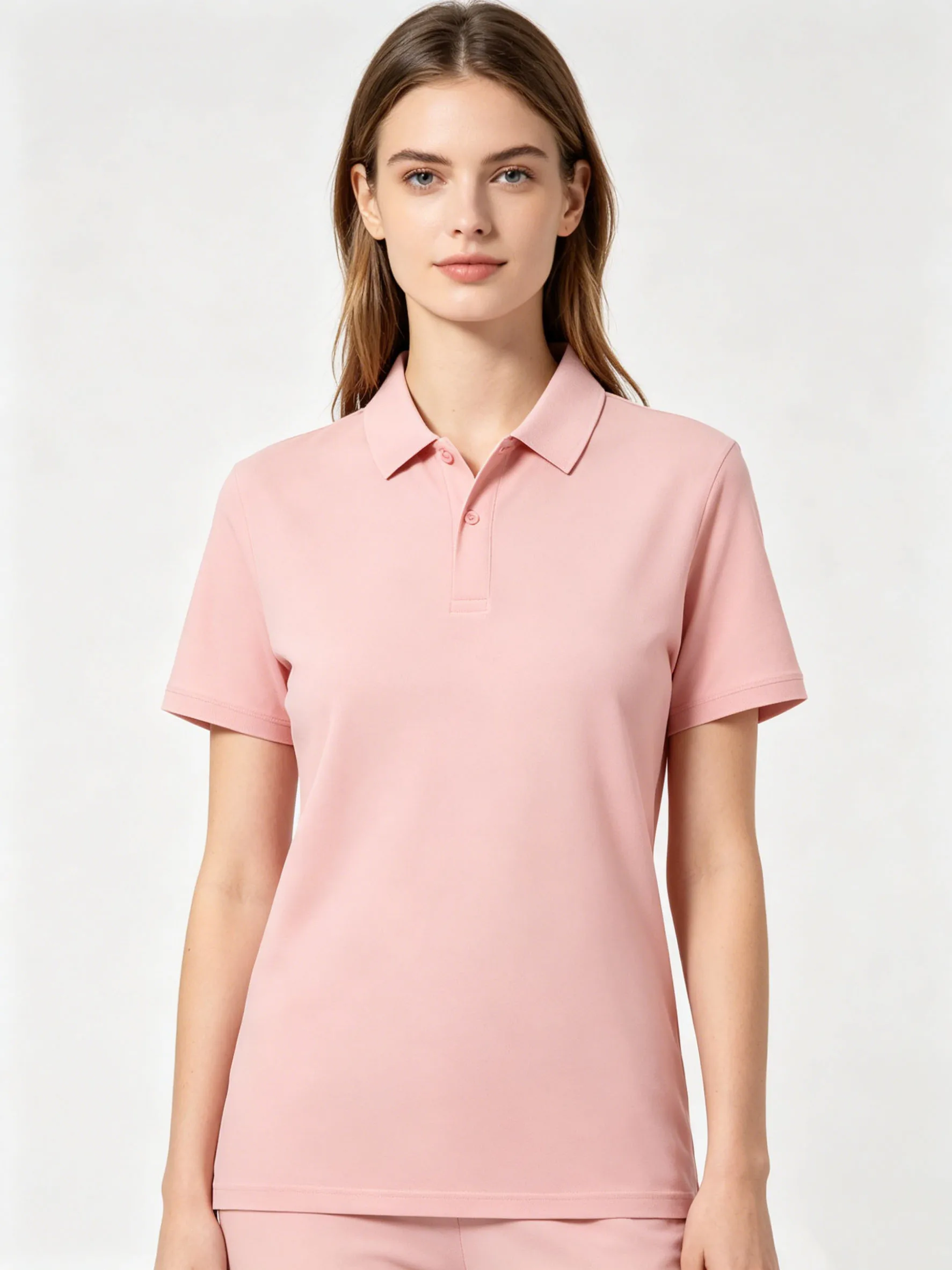Chemises polo pour femmes, couleur unie, manches courtes, col à revers, hauts décontractés, élégants, vêtements de travail de bureau, t-shirt polo basique doux pour homme
