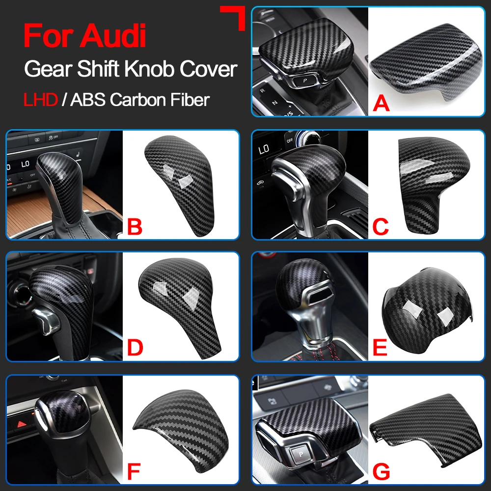 1Pcs For AUDI Q3 F3 Q5 Sportback FY Q7 4M Q8 A3 8V A4 B8 B9 A5 F5 A6 C5 C6 C7 A7 A8 S3 S5 Car Gear Shift Knob Cover Accessories