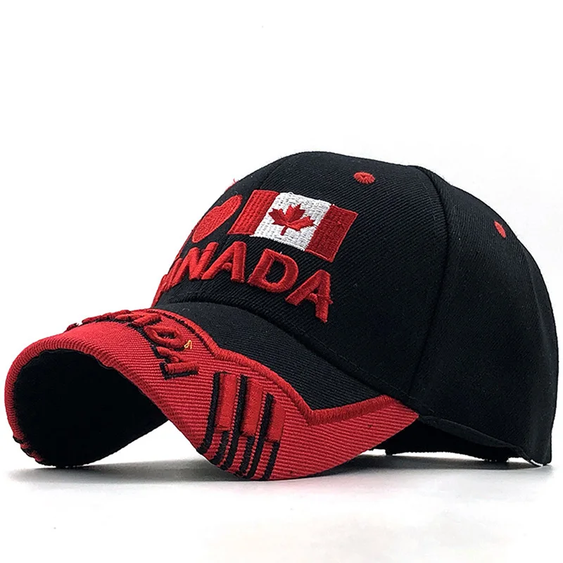 

Canada Flag Baseball Cap Men Women Embroidered Outdoor Sports Sun Fashion Snapback 3D Maple Leaf Hip Hop Dad Hats Gorras H054