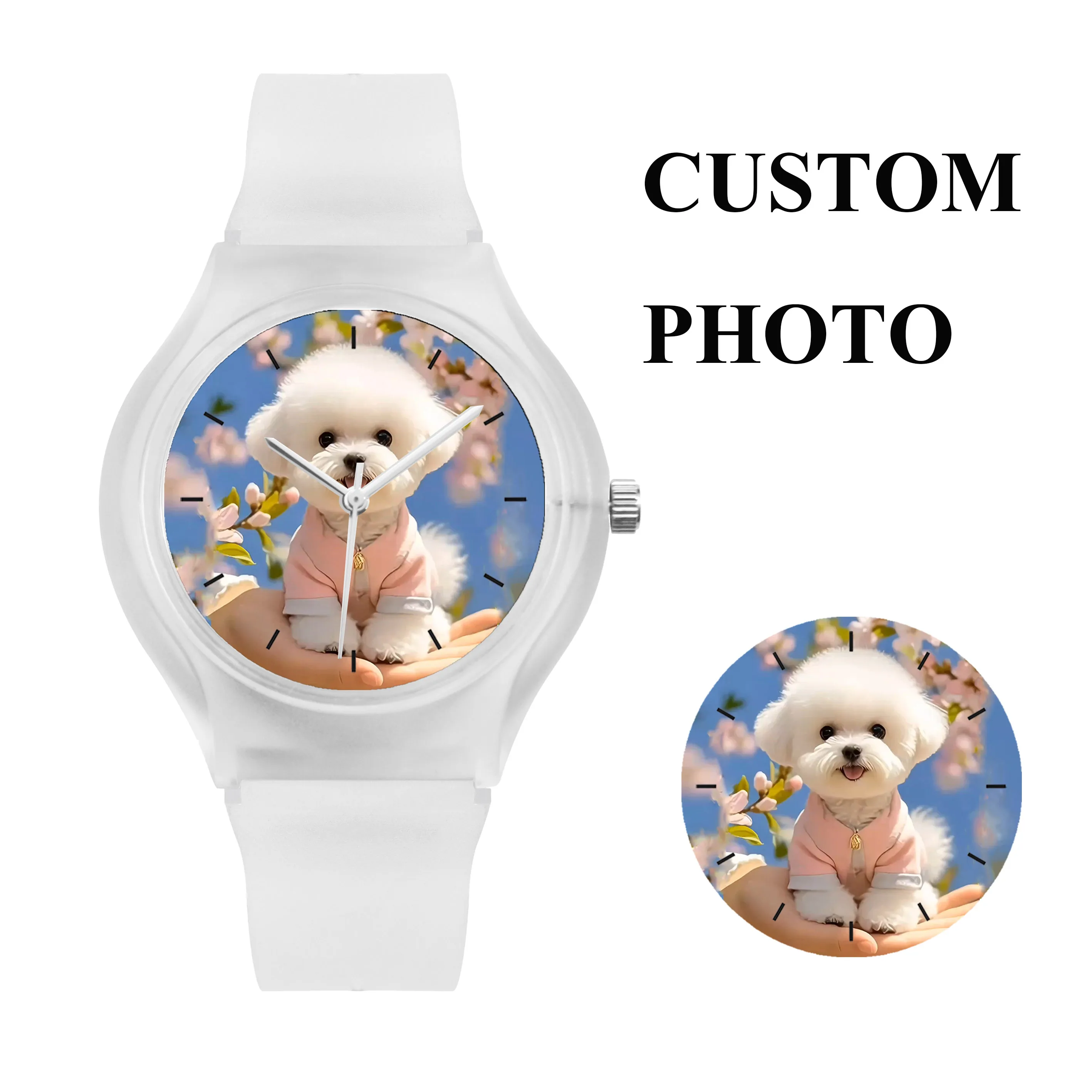 Adult Clear Plastic Watch Customizable Dial with Name Print Personalized Timepiece Quartz Watch