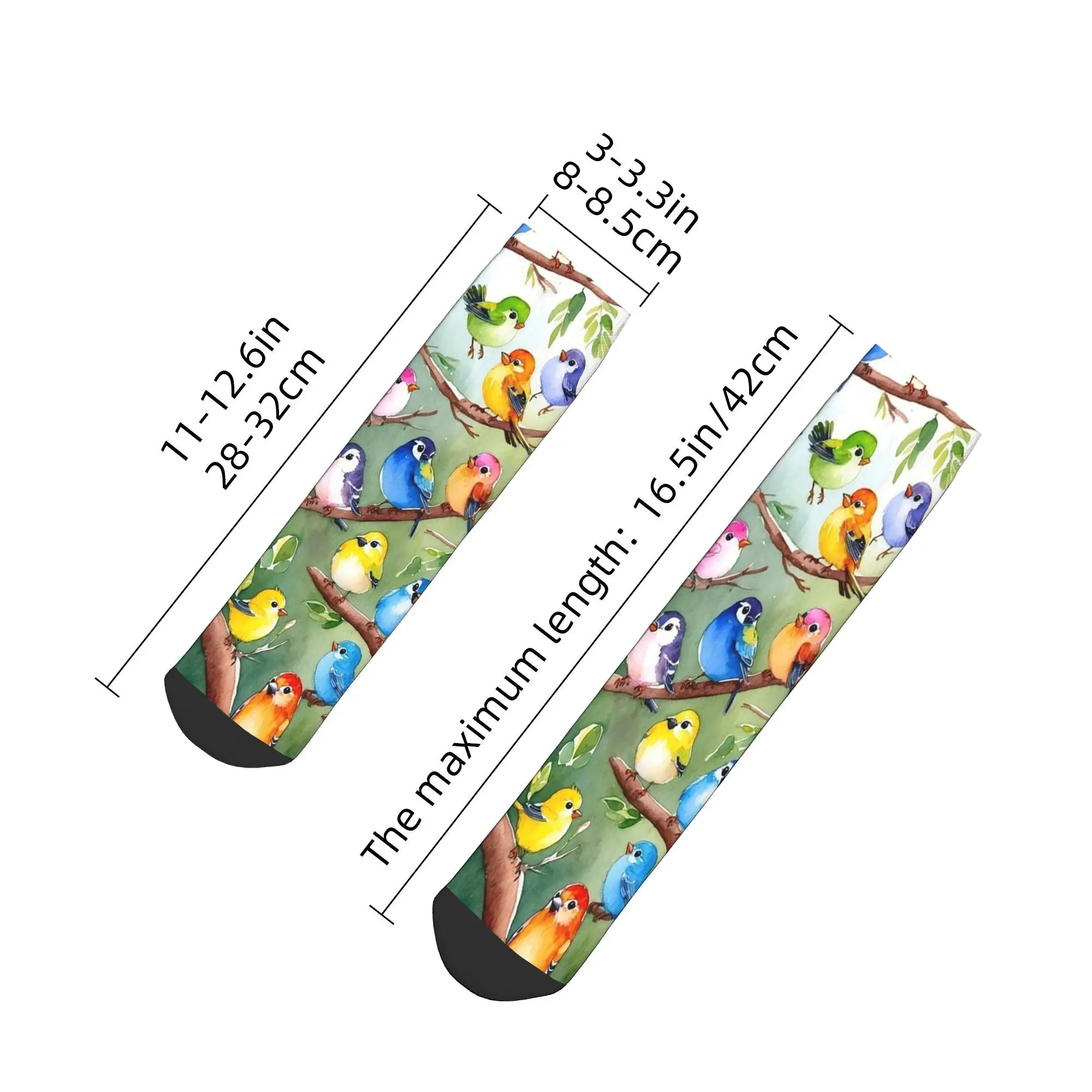 Calcetines de vuelo bonitos pájaros y flores para todas las estaciones, calcetines deportivos de tubo medio absorbentes de sudor Harajuku, medias suaves de moda