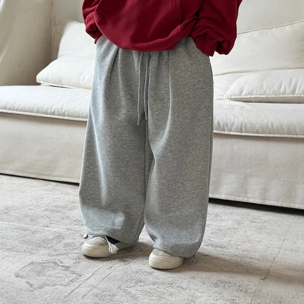 Boys Girls Spring Autumn Pants 2026 New Korean Fashion Sporty Solid Color Daily Trousers For 2-11Y Kids
