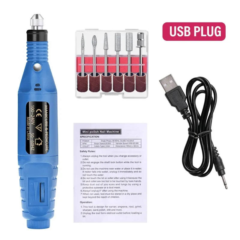 Manicure  Professional Strong Nail Polishing Tool，Electric Nail Drill Machine Set Pedicure Grinding Equipment Mill