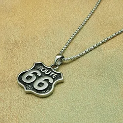 Punk 316L Stainless Steel Silver Color Number Route 66 Biker Pendant Jewelry