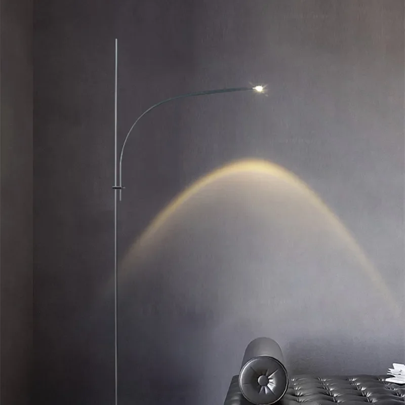 Minimalist Tall Floor Lamp LED Sliver Sunset Lamp Creative Arc Halo Projection Living Room Sofa LED Adjustable Corner Lamp