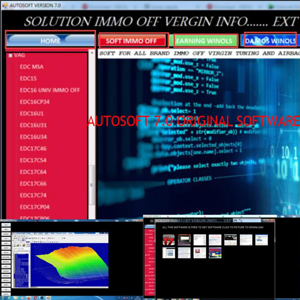 AUTOSOFT 7.0 Original Software  Programmes Containing Original and Modified Database Files Supports a Wide Range of Vehicles