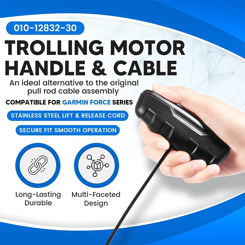 Bow Mount Handle Cable Kit Compatible with Garmin Force Trolling Motor, Stainless Steel Lift and Release Cord, Part 010-12832-30