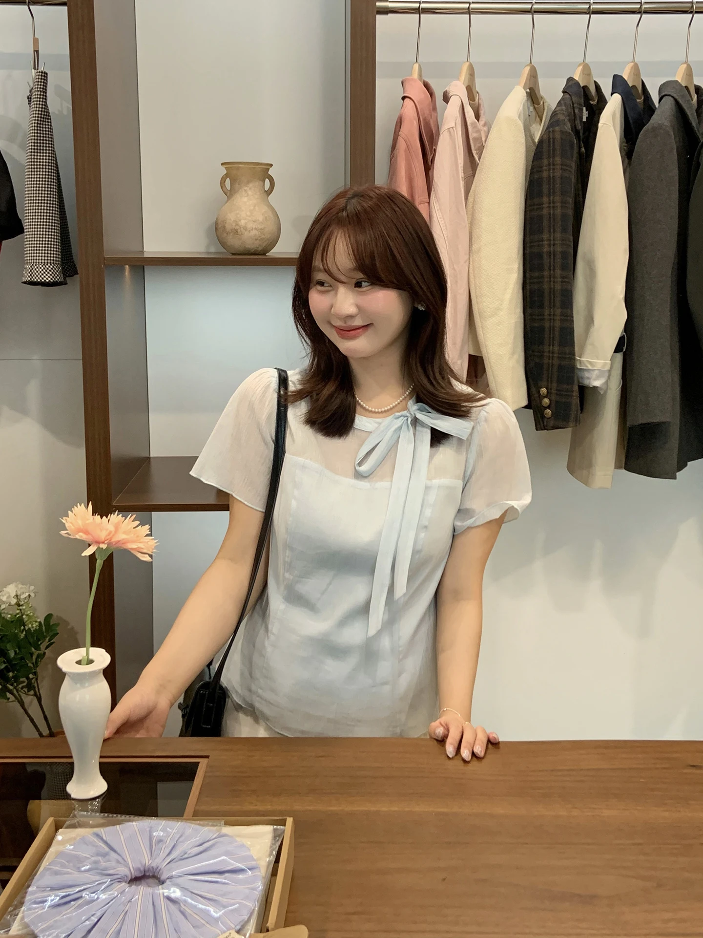 

Sweet Bow Tie ort Sve Women's irt Gentle Sle Loose Cotton Blend Knot Waisand Casual Faion Daily Wear