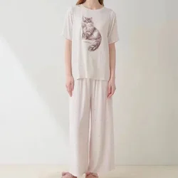 Ropa de habitación para mujer, pijamas de verano, ropa de dormir bonita, conjunto de pantalones cortos, Modal (con etiquetas)