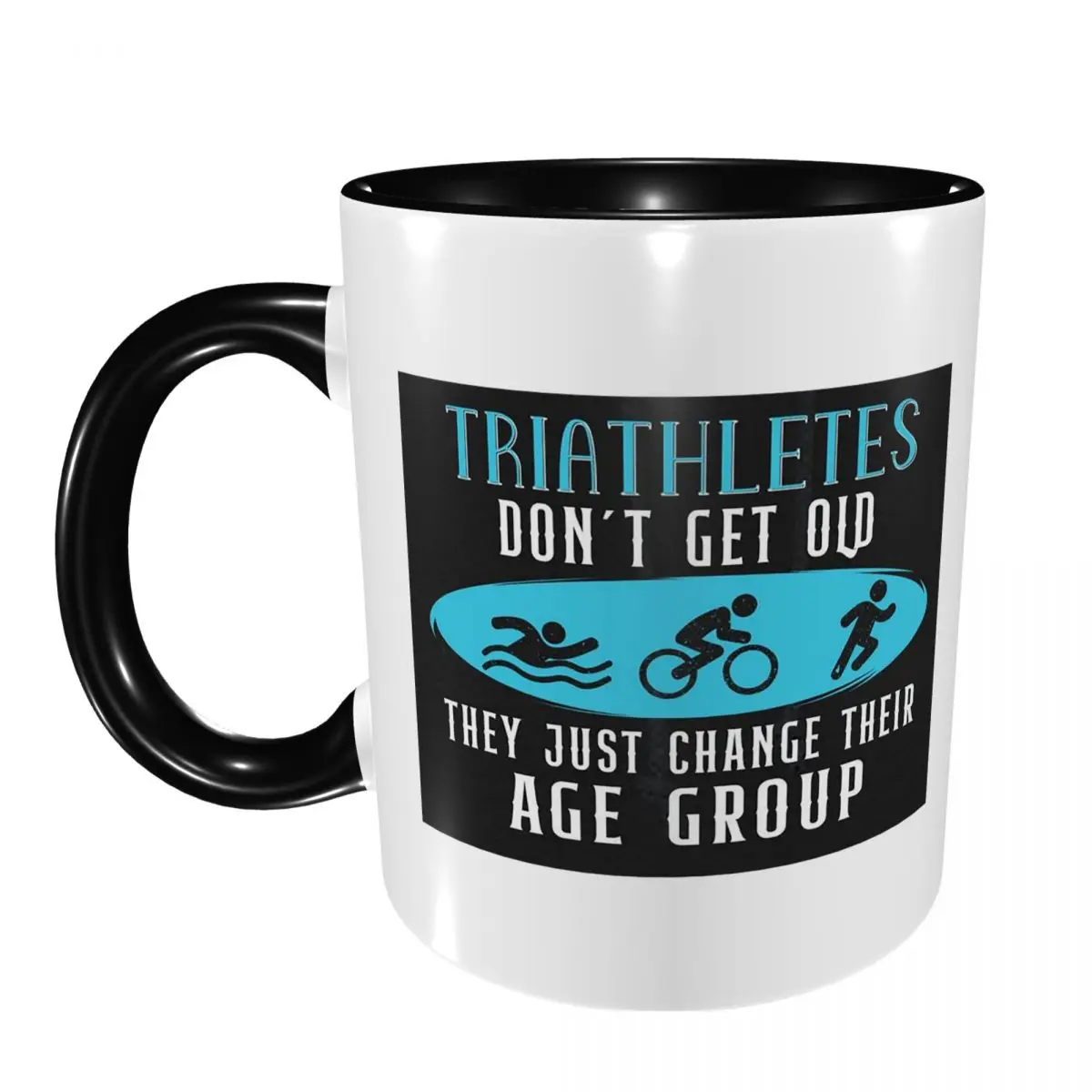 Triathlon Swimming Cycling Running Mug Funny Ceramic Coffee Cups Tea Mugs Milk Cup Drinkware Gifts for Friends