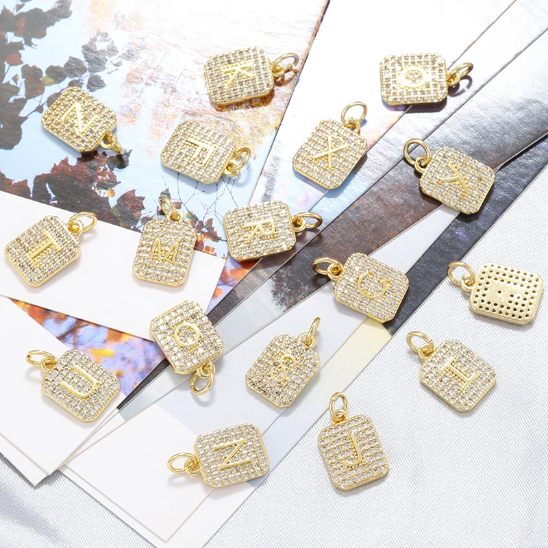 ZHUKOU 18K gold plated zirconia A-Z 26 letters jewellery accessory pendant for men and women in golden: VD1504