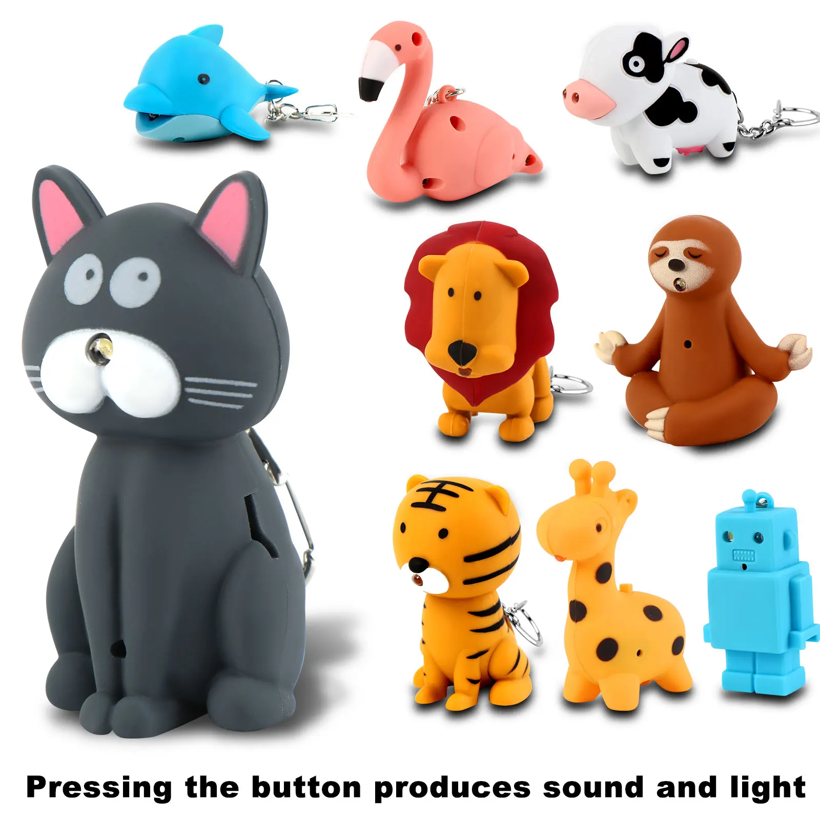 9PC Nurse Flashlight Pediatric Nurse Flashlight Keychain Animal Flashlight Keychain Mini LED Keychain Flashlight