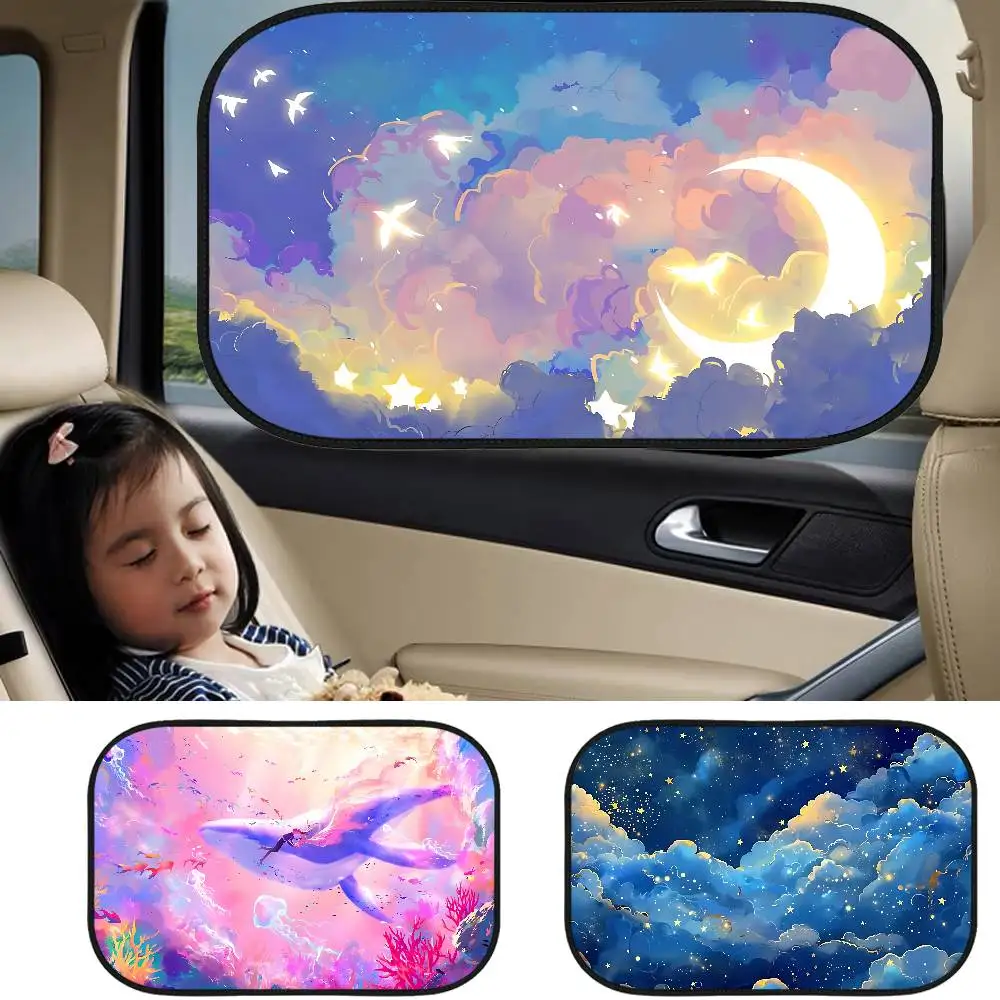 

Mew Cartoon Clouds Universal Side Window Sunshades UV Protection Car Curtain Car Window Sun Shade Visor Protective Window