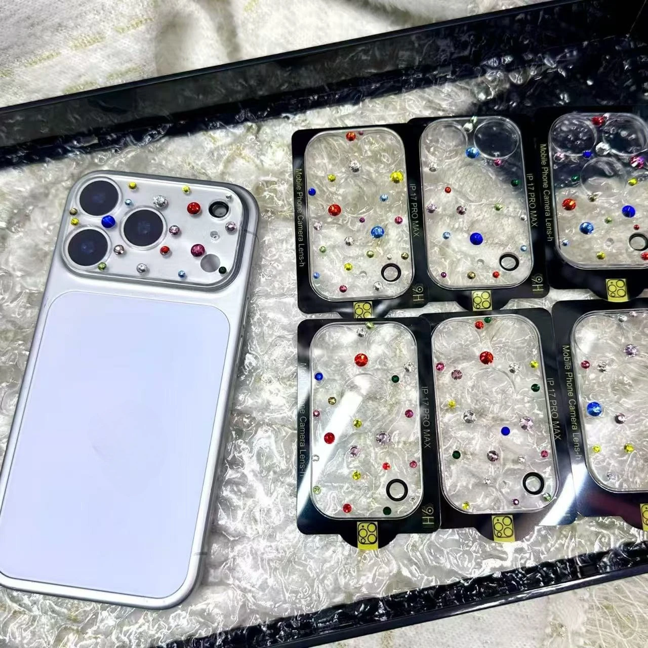 Diamant-Kameraobjektivschutz für iPhone 17 Pro Max 17 Pro, glitzernder Strassring mit kratzfester Abdeckung mit 9H-Härte
