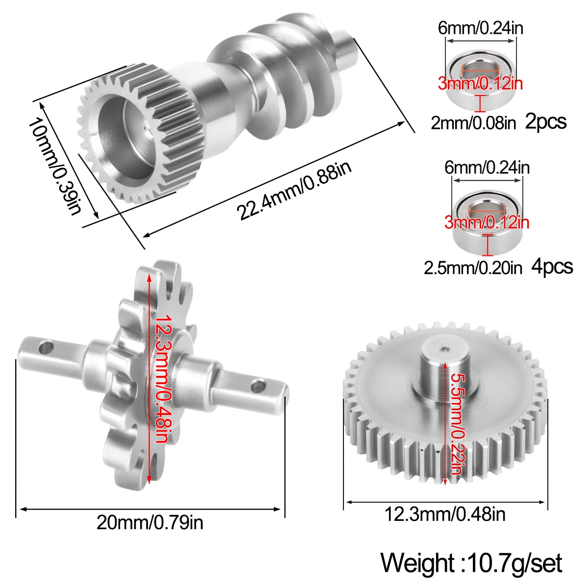 Stainless Steel Gearbox Gear Set for 1/30 Axial SCX30 RC Crawler Car Transmission Upgrade Parts view 2