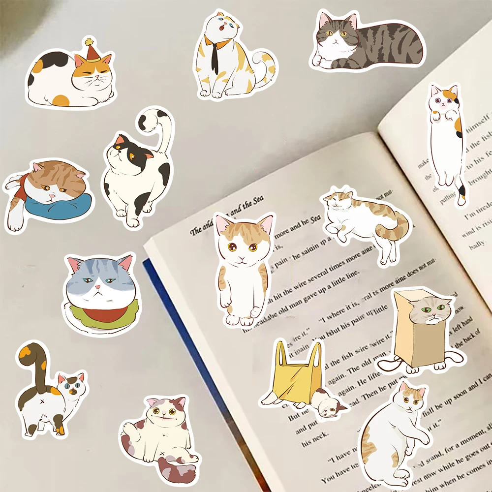 50PCS Creative Twisted Cat Sticker Motorcycle Creative Skateboard Suitcase Motorcycle Mobile Cartoon Tablet Decals Stickers