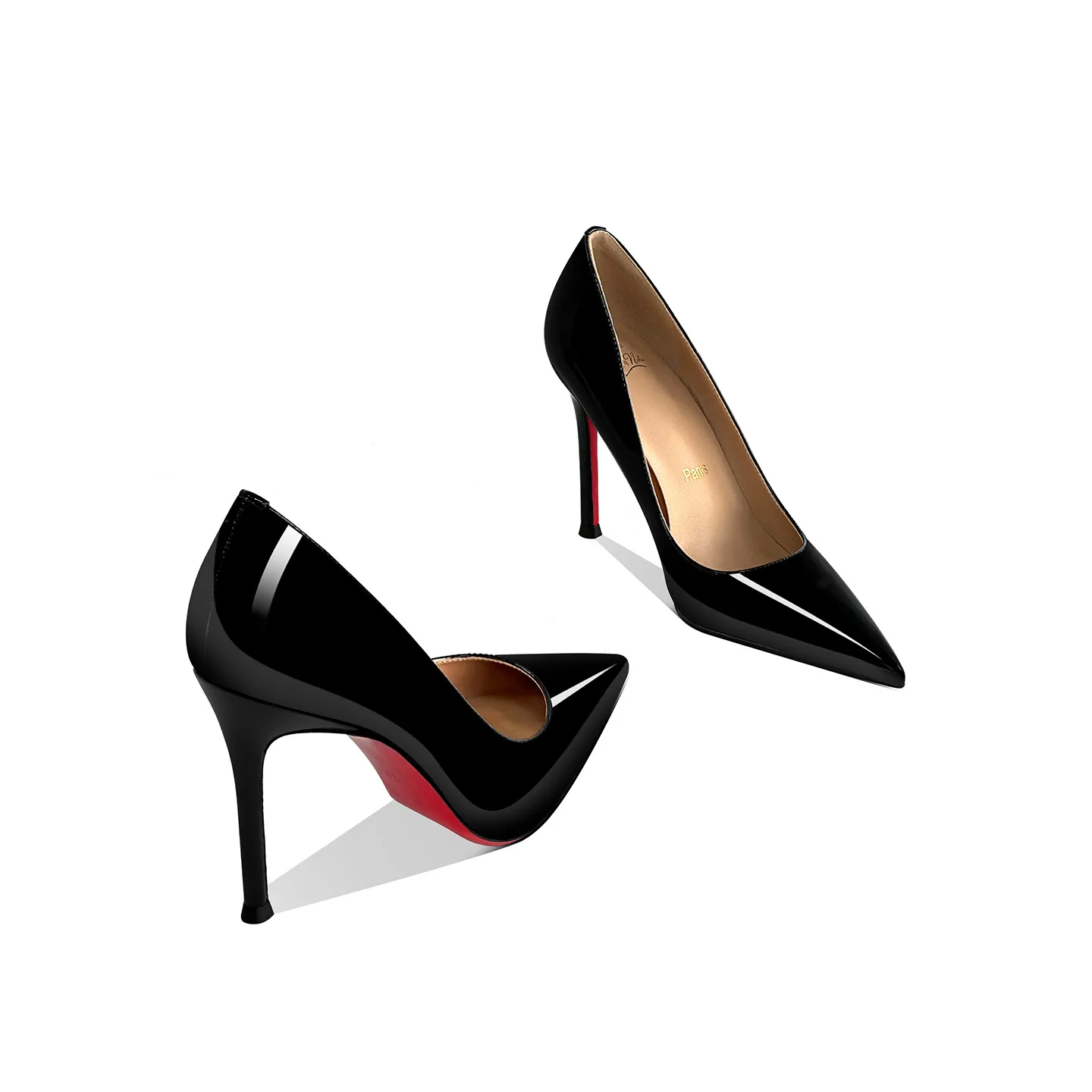 Women Patent Leather Red Soled High Heels with Fine Heels Pointed Toes Elegant Comfortable Women Shoe Outdoor Casual Fashionable view 4