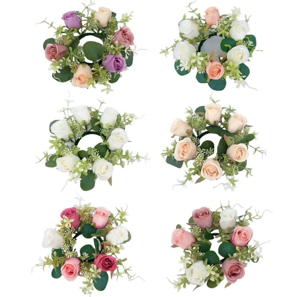 Simulation Eucalyptus Candlestick Wreath Artificial Plastic Wedding Candle Rings Colorful Party Table Decoration