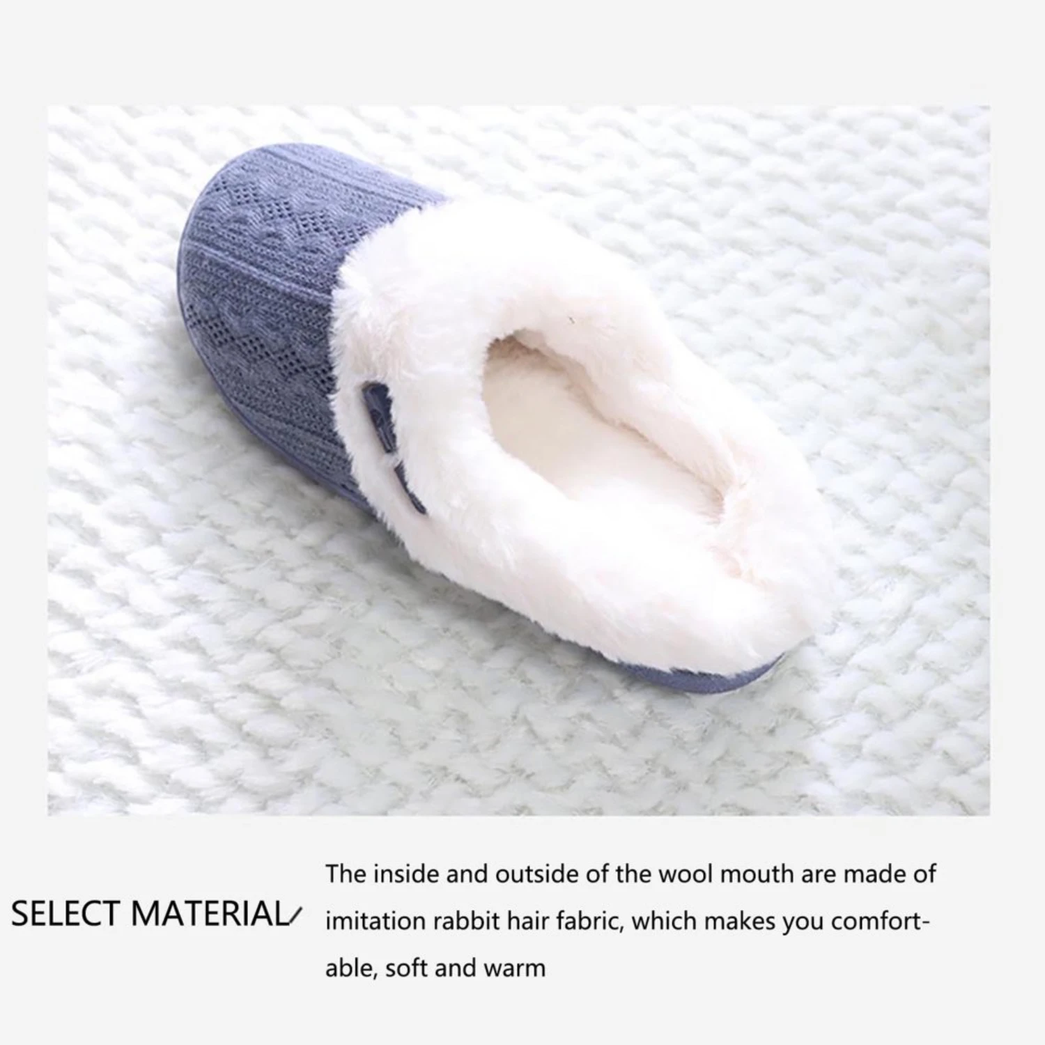 메모리 폼 슬리퍼 미끄럼 방지 고무 바닥 따뜻한 플러시 안감 편안한 홈 신발