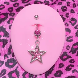 Korean Fashion Shiny Crystal Star Belly Rings Sexy Pink Cute Body Accessories Belly Piercing Y2K Charms Accessories