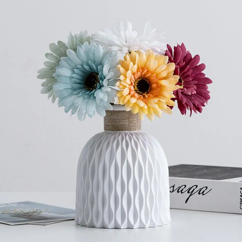 Nordic Flower Vase Imitation Ceramic Plastic Flower Vase Pot Home Living Room Desktop Decoration Wedding Centerpiece Arrangement