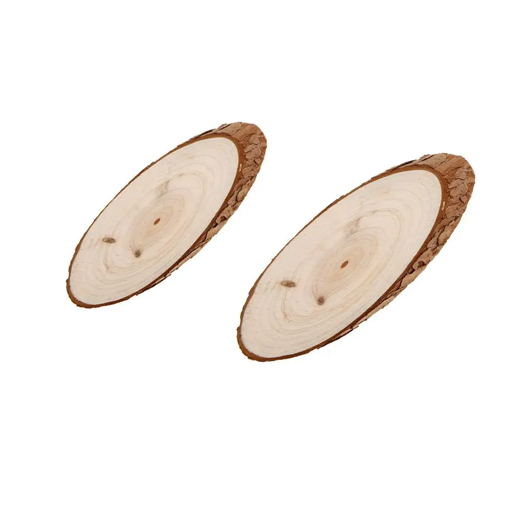 Unfinished Cedarwood Log Oval Wood Slices Fine Polished Bark Discs DIY Wooden Crafts for Home Decor